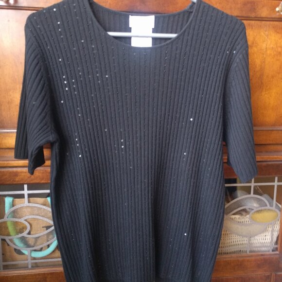 Black BASLER Top 75% Silk 25% Cashmere with Sequin - Picture 1 of 4
